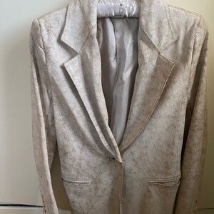 Unique Ann Demeulemeester white crackle leather blazer